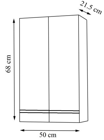 Dulapuri Baie - Dulap baie suspendat VERONA, front MDF, 2 usi, montat, alb, 50x21.5x68 cm