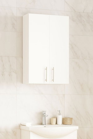 Mobilier Baie - Dulap baie suspendat VERONA, front MDF,  2 usi, alb, 45x21.5x68 cm