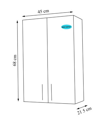 Mobilier Baie - Dulap baie suspendat VERONA, front MDF,  2 usi, alb, 45x21.5x68 cm