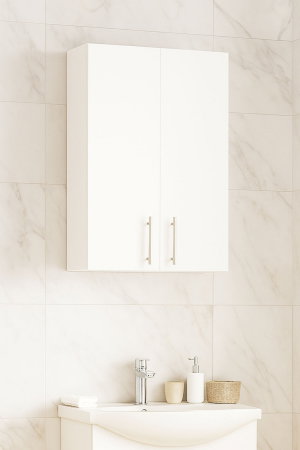 Dulap baie suspendat VERONA, front MDF, 2 usi, alb, 50x21.5x68 cm [0]