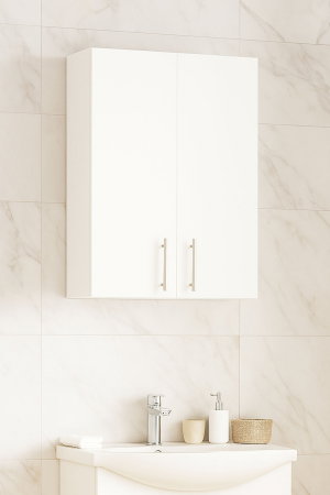 Dulapuri Baie - Dulap baie suspendat VERONA, front MDF, 2 usi, alb, 55x21.5x68 cm