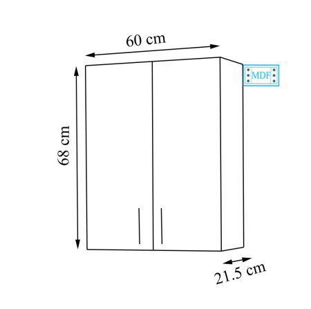 Dulap baie suspendat VERONA, front MDF, 2 usi, alb, 60x21.5x68 cm [3]