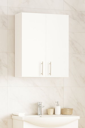 Dulap baie suspendat VERONA, front MDF, 2 usi, alb, 60x21.5x68 cm [0]