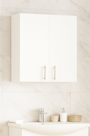 Dulap baie suspendat VERONA, front MDF, 2 usi, alb, 70x21.5x68 cm [0]