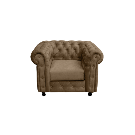 Fotoliu CHESTERFIELD cu arcuri, maro deschis, 105x90x80 cm