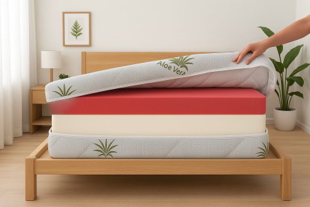 Protectii saltele - Husa saltea 90x200x20, Aloe Vera, matlasata, lavabila, detasabila, cu fermoar 4 laturi