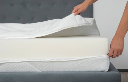 Saltele - Husa saltea matlasata detasabila Ultrasleep Somnart, 90x200x18 cm, tricot, fermoar alb 4 laturi