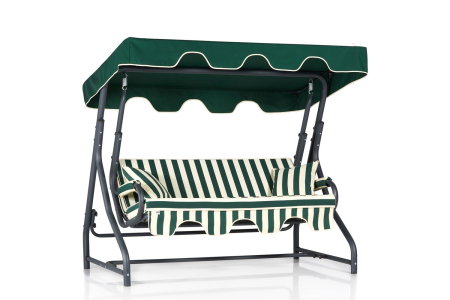 Leagan de gradina RUTA 18, 3 locuri, verde + crem, 200x110x165 cm