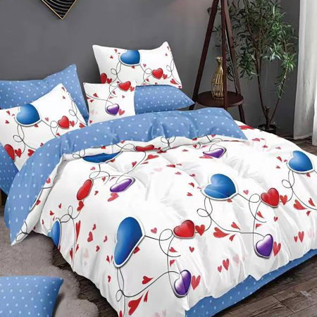 Lenjerii pat - Lenjerie de pat finet 6 piese, cearceaf pat clasic, cearceaf pilota 200x230, 2 fete perna 50x70, 2 fete perna 70x70, Extra, Blue Royal