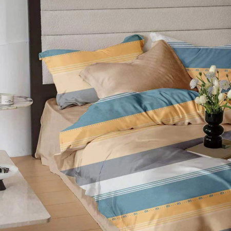 Lenjerii pat - Lenjerie de pat finet 6 piese, cearceaf pat cu elastic, cearceaf pilota 200x230, 2 fete perna 50x70, 2 fete perna 70x70, Extra, Golden Coast, 54