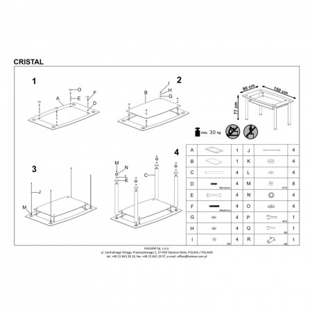 Masa living CRISTAL, sticla, 150x90x77 cm - ExpoMob [1]