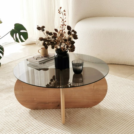 Masuta de cafea BUBBLE, stejar, 75x75x35 cm [5]