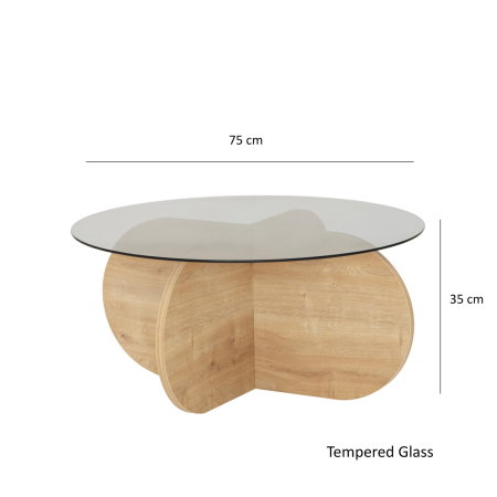 Masuta de cafea BUBBLE, stejar, 75x75x35 cm [10]