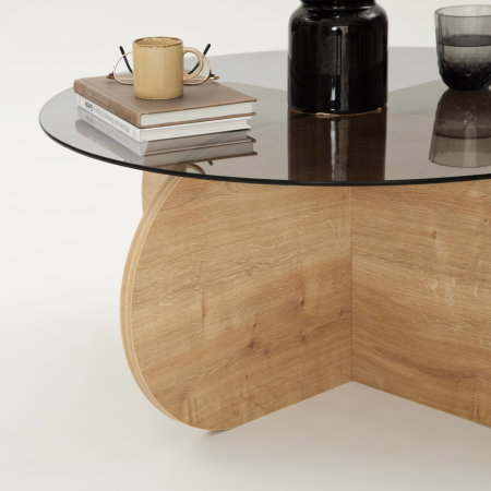 Masuta de cafea BUBBLE, stejar, 75x75x35 cm [9]
