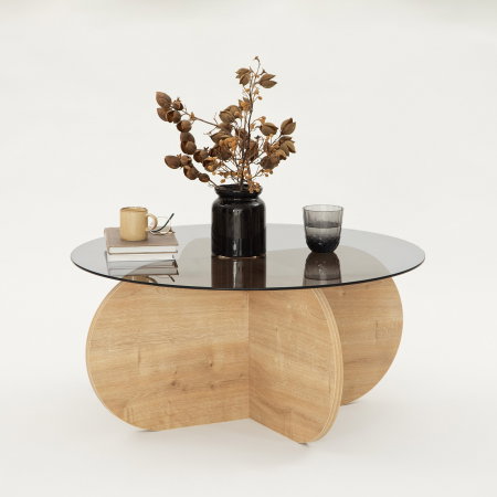 Masuta de cafea BUBBLE, stejar, 75x75x35 cm [8]