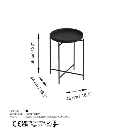 Masuta de cafea SHB-007, 46x46x56 cm [5]