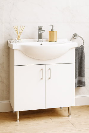 Mobilier Baie - Set Baza si Lavoar seria 001, eco, montat, 66 cm, alb