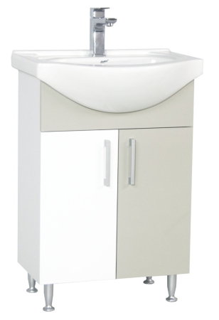 Mobilier Baie - Set Baza si Lavoar seria 005, eco, montat, 50 cm, alb + taupe