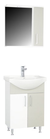 Mobilier Baie - Set Baza si Lavoar seria 005, eco, montat, 50 cm, alb + taupe