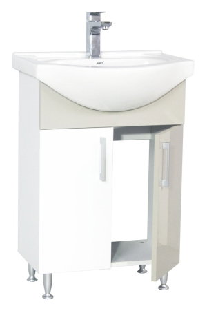 Mobilier Baie - Set Baza si Lavoar seria 005, eco, montat, 50 cm, alb + taupe