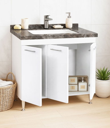 Mobilier Baie - Set Baza si Lavoar seria 867, 80 cm, alb + antracit