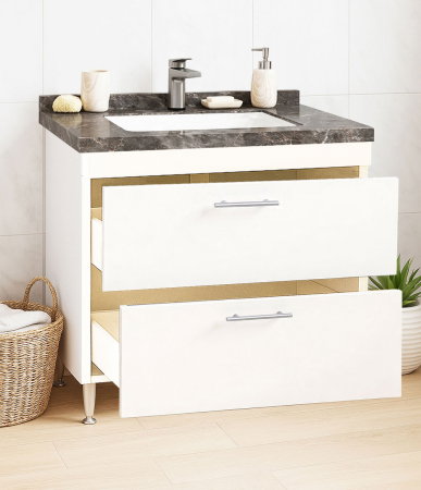 Baza cu Lavoar - Set Baza si Lavoar seria 867, cu sertare, 80 cm, alb + antracit