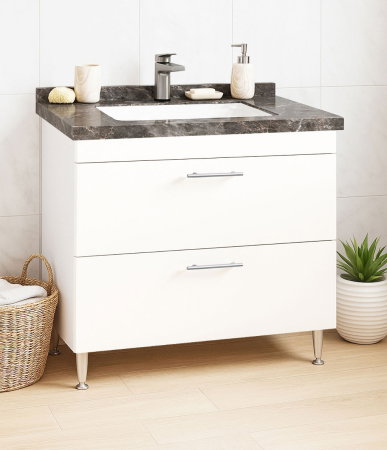 Baza cu Lavoar - Set Baza si Lavoar seria 867, cu sertare, 80 cm, alb + antracit