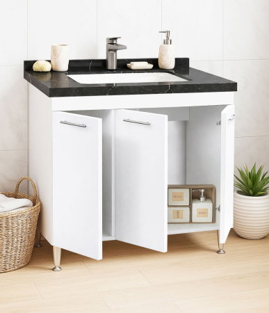 Mobilier Baie - Set Baza si Lavoar seria 867, 80 cm, alb + negru