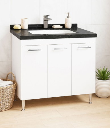 Mobilier Baie - Set Baza si Lavoar seria 867, 80 cm, alb + negru