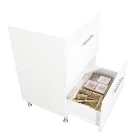 Mobilier Baie - Set Baza si Lavoar seria 867, cu sertare, 60 cm, alb + negru