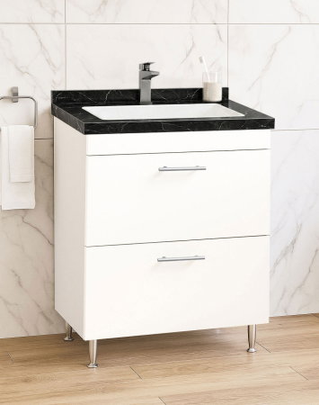 Mobilier Baie - Set Baza si Lavoar seria 867, cu sertare, 60 cm, alb + negru