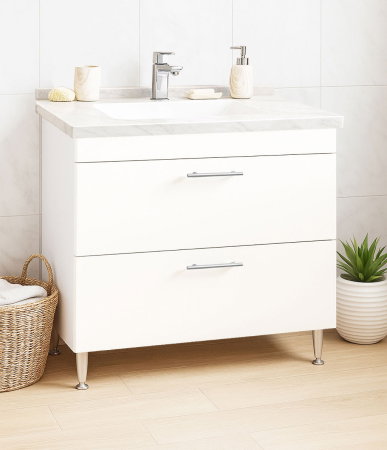 Mobilier Baie - Set Baza si Lavoar seria 867, cu sertare, 80 cm, alb