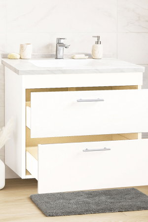 Mobilier Baie - Set Baza si Lavoar seria 867, suspendata, cu sertare, 80 cm, alb