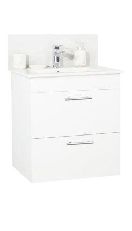 Mobilier Baie - Set Baza si Lavoar seria 067, cu sertare, cadru metalic, 50 cm, alb
