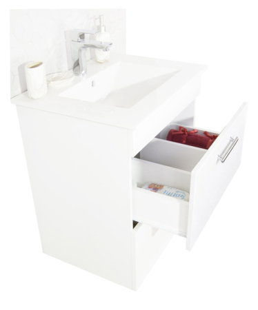 Baza cu Lavoar - Set Baza si Lavoar seria 067, cu sertare, cadru metalic, 60 cm, alb