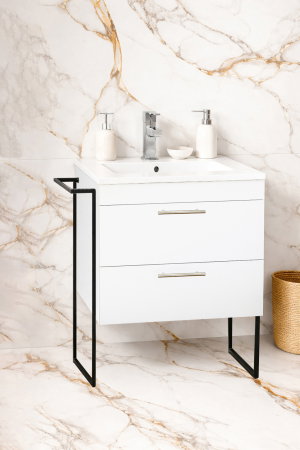 Baza cu Lavoar - Set Baza si Lavoar seria 067, cu sertare, cadru metalic, 60 cm, alb