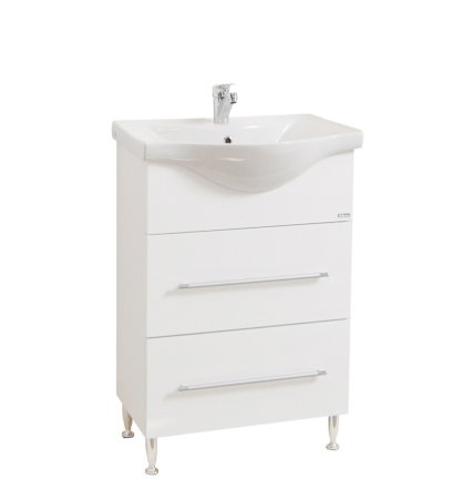 Mobilier Baie - Set Baza front MDF si Lavoar seria 187, cu sertar, 55 cm, alb