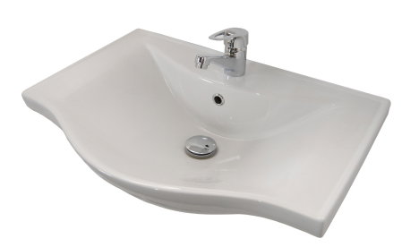 Mobilier Baie - Set Baza front MDF si Lavoar seria 187, cu sertar, 55 cm, alb