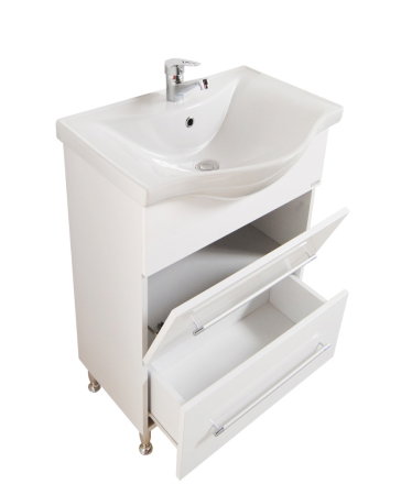 Mobilier Baie - Set Baza front MDF si Lavoar seria 187, cu sertar, 60 cm, alb