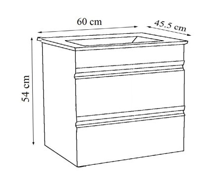 Set Baza front MDF si Lavoar seria 786, suspendata, cu sertare, 60 cm, alb [6]