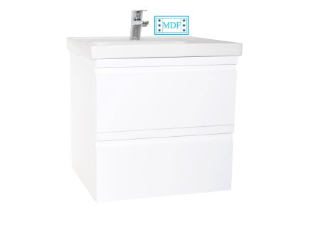 Mobilier Baie - Set Baza front MDF si Lavoar seria 786, suspendata, cu sertare, 60 cm, alb