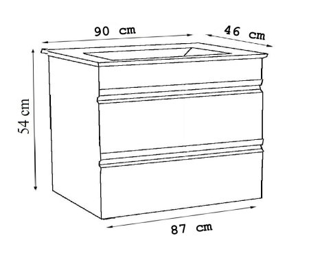 Set Baza front MDF si Lavoar seria 786, suspendata, cu sertare, 90 cm, alb [4]