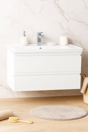 Set Baza front MDF si Lavoar seria 786, suspendata, cu sertare, 90 cm, alb [0]