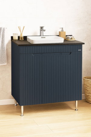 Produs în România - Set Baza front MDF si Lavoar seria 633, montat, 80 cm, antracit