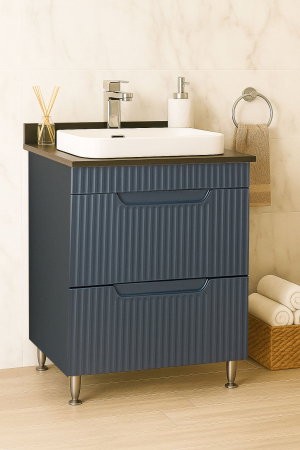 Produs în România - Set Baza front MDF si Lavoar seria 633, cu sertare, montat, 60 cm, antracit