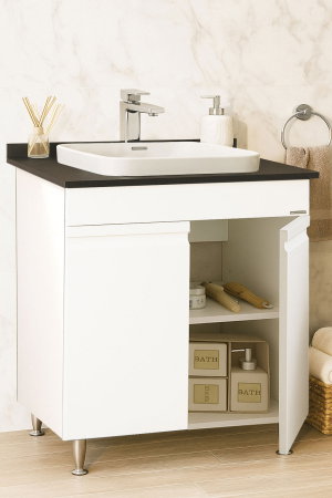 Mobilier Baie - Set Baza front MDF si Lavoar seria 686, montat, 70 cm, alb