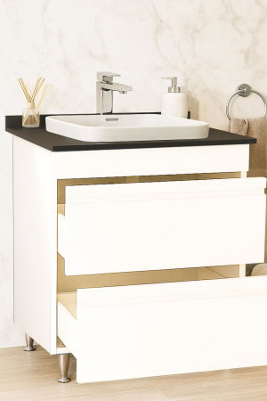 Mobilier Baie - Set Baza front MDF si Lavoar seria 686, cu sertare, montat, 70 cm, alb