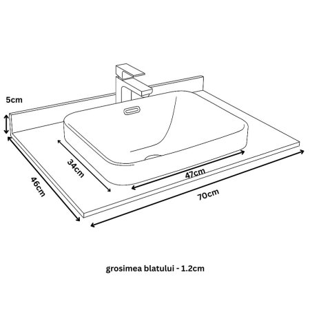 Set Baza front MDF si Lavoar seria 686, cu sertare, montat, 70 cm, negru [6]