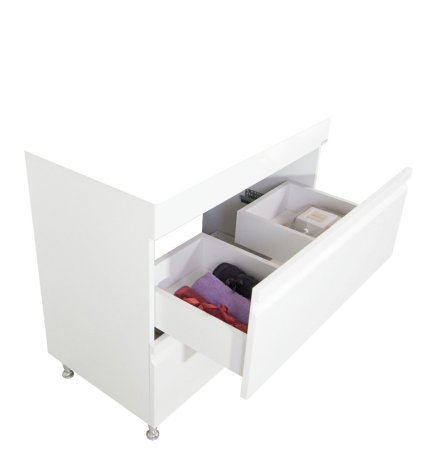 Produs în România - Set Baza front MDF si Lavoar seria 686, cu sertare, montat, 80 cm, alb