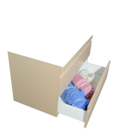 Set Baza front MDF si Lavoar seria 686, suspendata, cu sertare, montat, 80 cm, cappuccino [4]